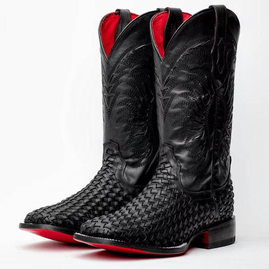 Black Woven Cowboy Boots