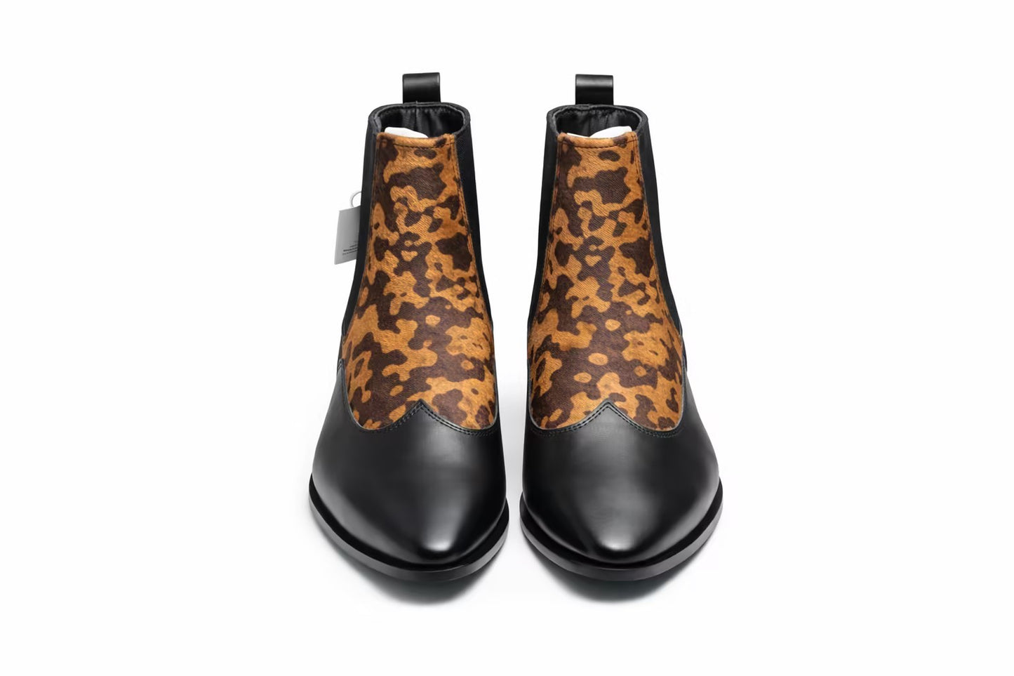 Leopard Print Patchwork Chelsea Boots