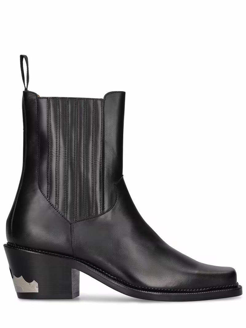 Men's Square-Toe Silver-Heeled Chelsea Boots