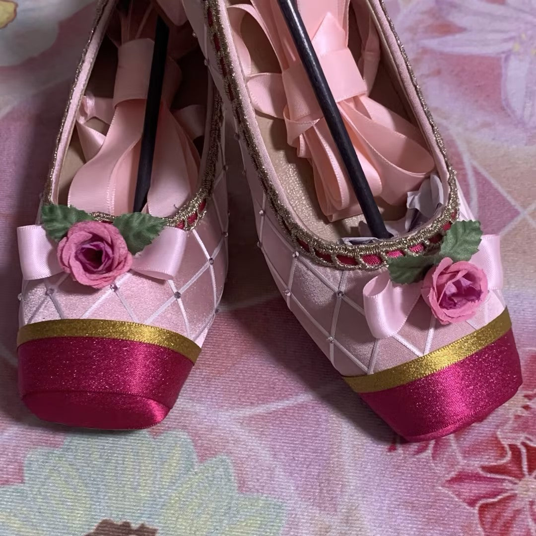 Floral Square-Toe Sheepskin Ballet Flats