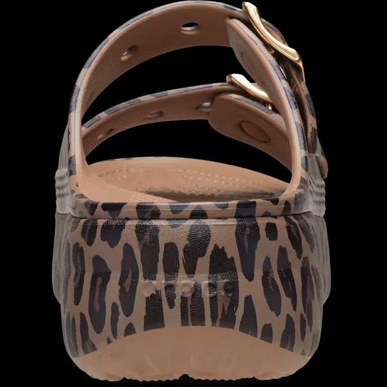 Leopard-Print Sandals with Gold Buckles