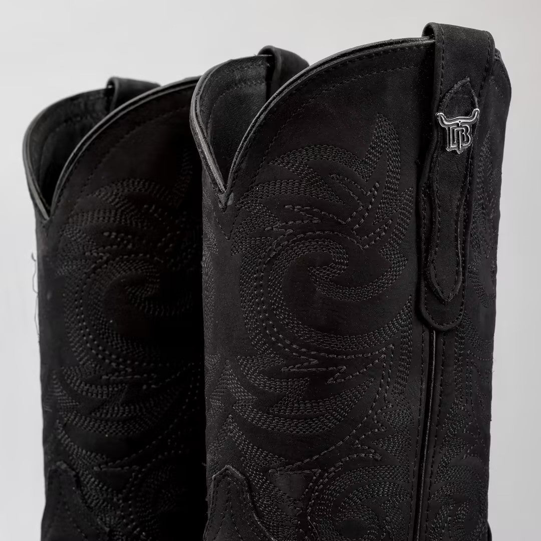 Total Black Nobuck Leather Boots - Square Toe