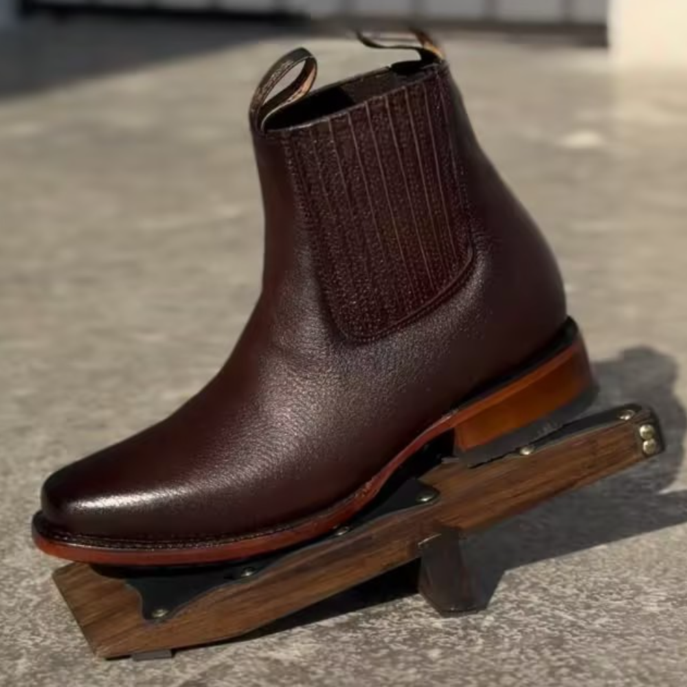 Men's Brown Leather Slip-On Boots
