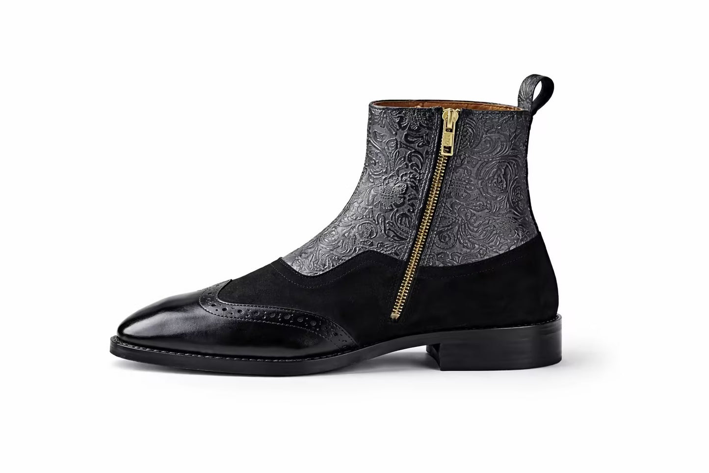Suede Patchwork Embroidered Chelsea Boots