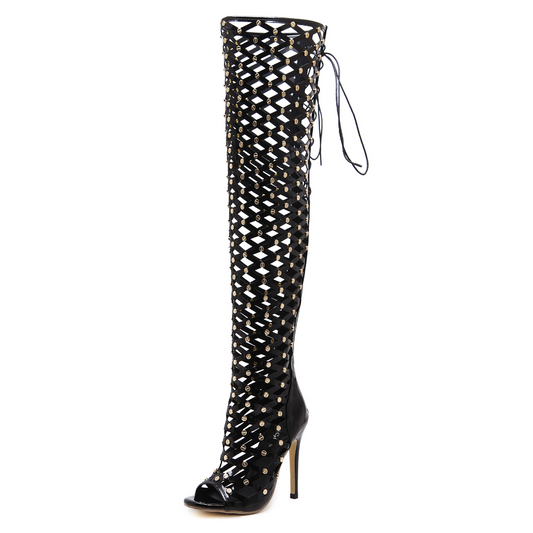 Women's Sexy Rivets Thigh High Sandals