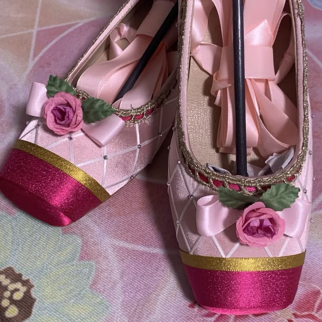 Floral Square-Toe Sheepskin Ballet Flats