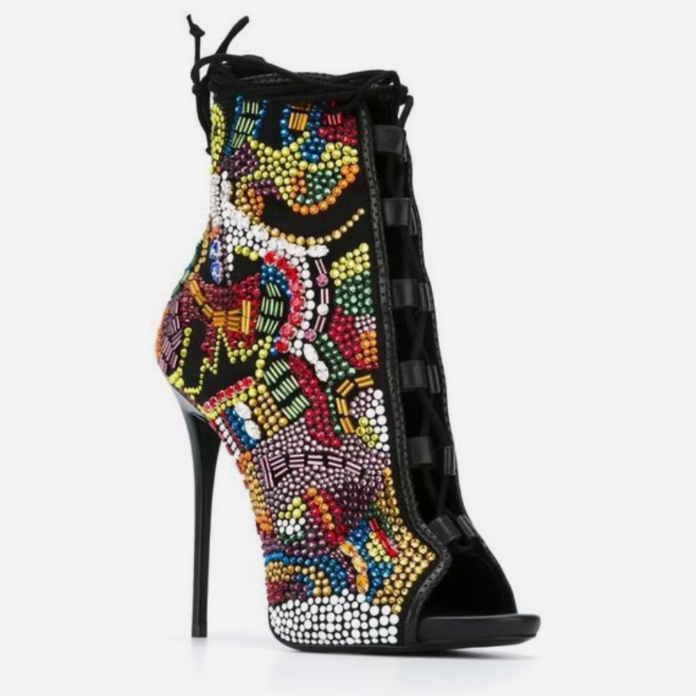 Colorful Rhinestone High-Heeled Sandals