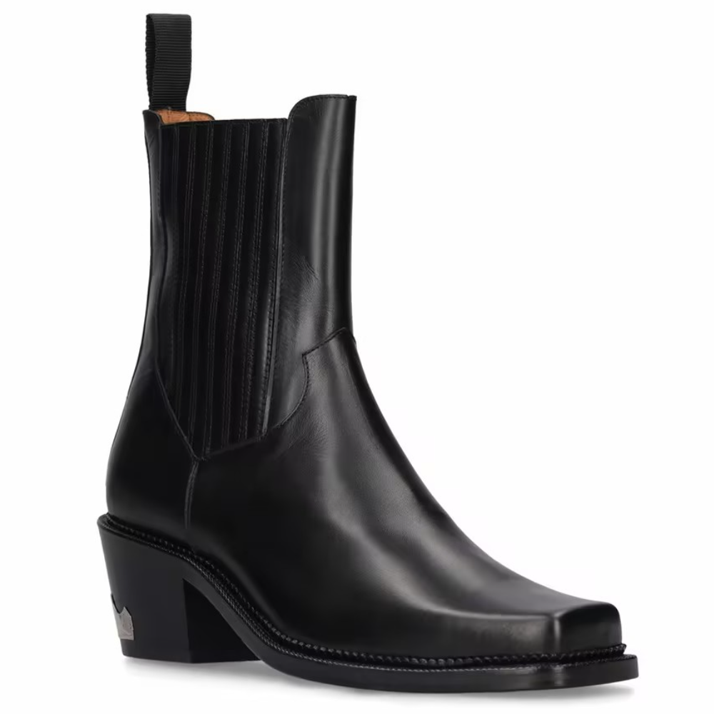 Men's Square-Toe Silver-Heeled Chelsea Boots