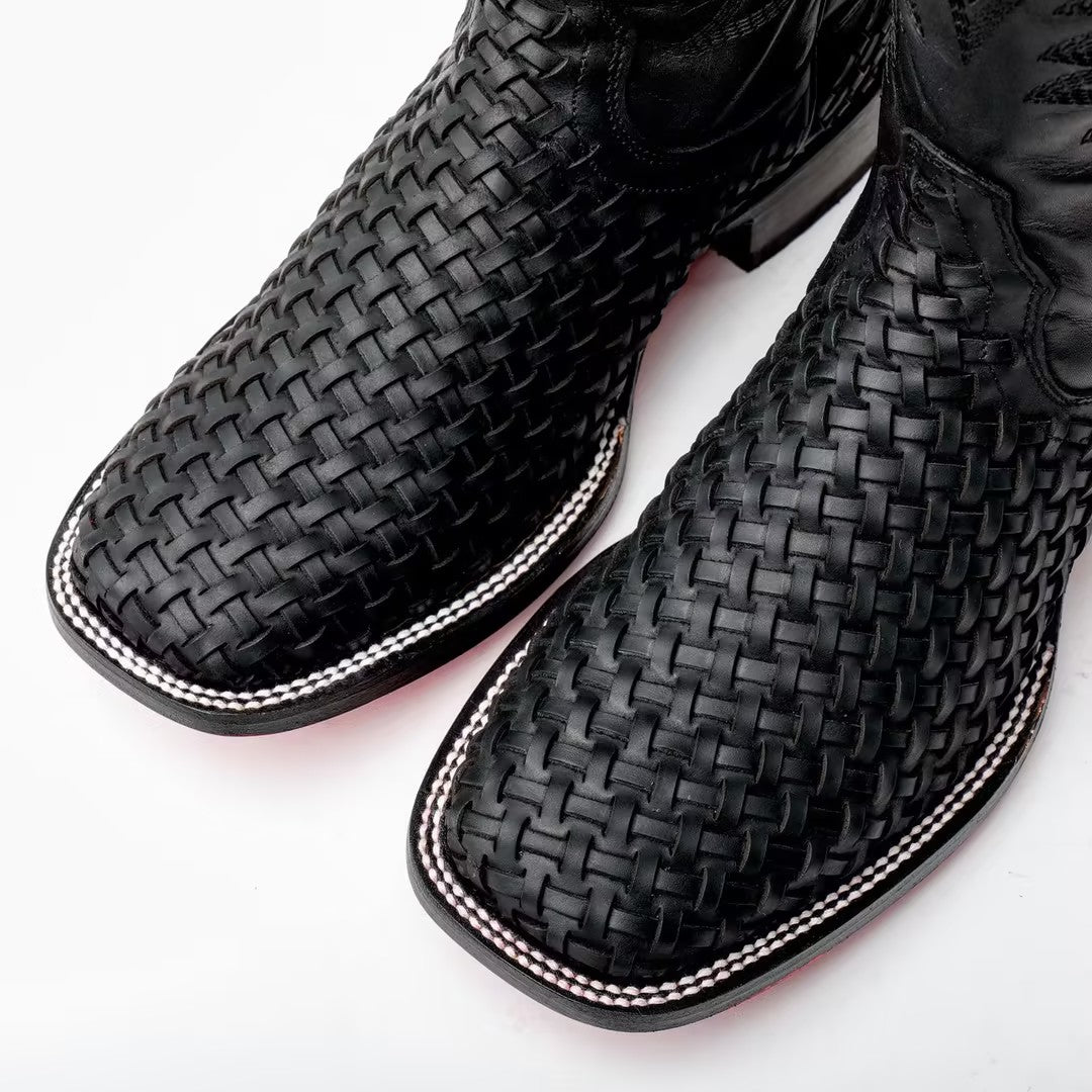 Black Woven Cowboy Boots
