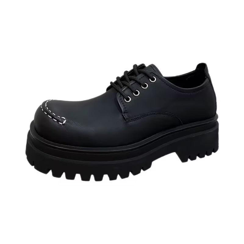 Black Leather Stitch-Detail Chukka Boot