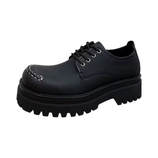 Black Leather Stitch-Detail Chukka Boot